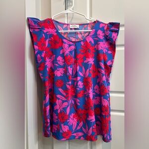 Floral Blue and Pink Blouse